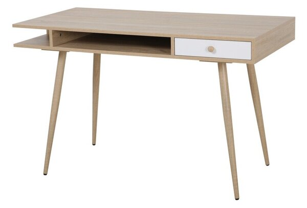 Birou Houston 1505, Stejar Sonoma, Alb, MDF, 75x120x60cm, 24 kg