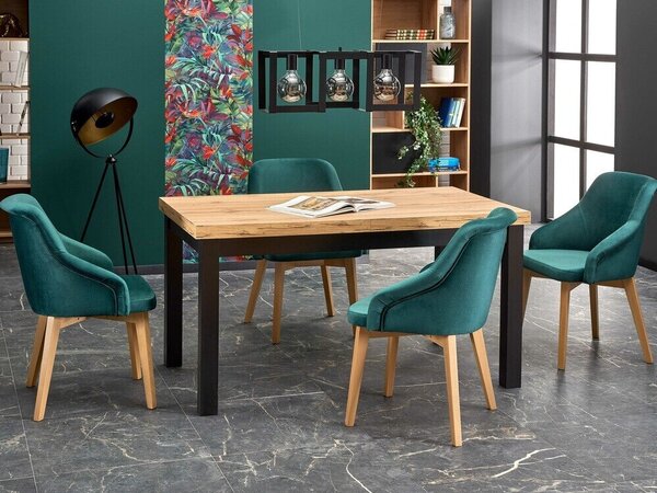 Masă Houston 559, Craft stejar, Negru, 79x80x140cm, 55.5 kg, Lemn: Fag