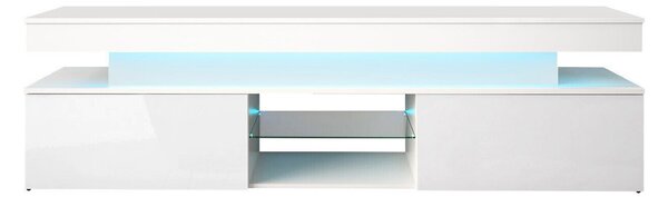 Comodă TV Monfero, Alb, Alb lucios, MDF, PAL laminat, 54x190x39cm, 49 kg