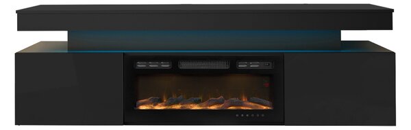 Comodă TV Monfero I, Negru lucios, Negru, MDF, PAL laminat, 59x190x41cm, 58.8 kg