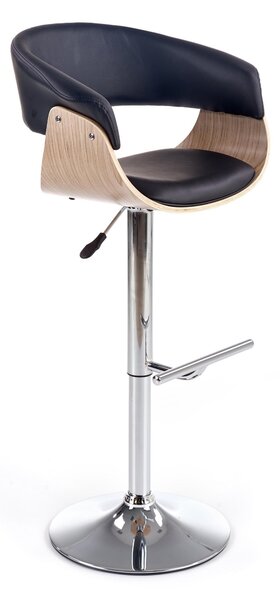Scaun de bar Houston 181, Stejar deschis, Negru, 90x59x46cm, 11 kg