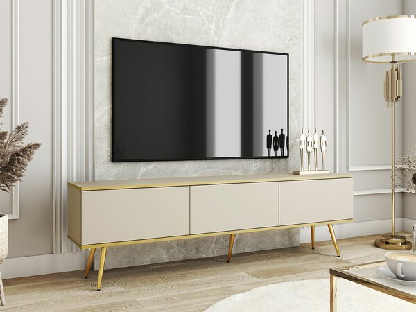 Comodă TV Princal II, Auriu, Crem, PAL laminat, 53x175x32cm