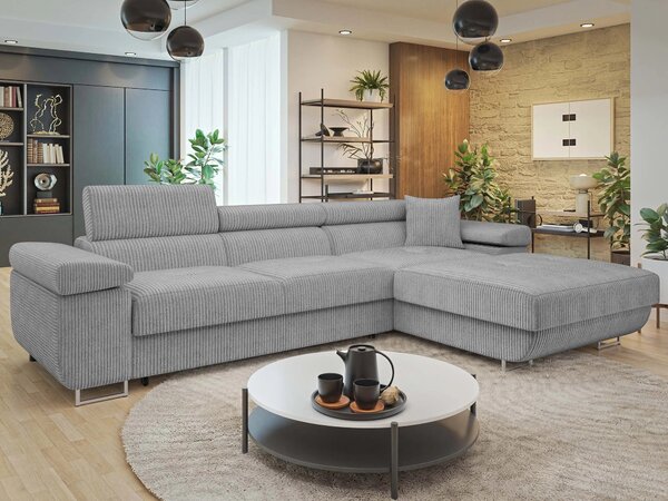 Colțar Comfivo Vinetum II, Funcția de dormit, Spațiu de depozitare, 280x170x70cm, 140 kg, Picioare: Plastic, Metal