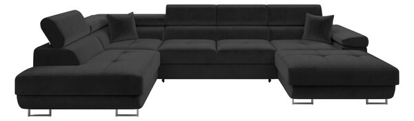 Colțar Comfivo Vinetum III, Funcția de dormit, Spațiu de depozitare, 346x203x70cm, 205 kg, Picioare: Metal, Plastic