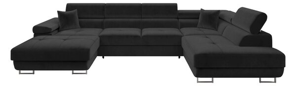 Colțar Comfivo Vinetum III, Funcția de dormit, Spațiu de depozitare, 346x203x70cm, 205 kg, Picioare: Metal, Plastic