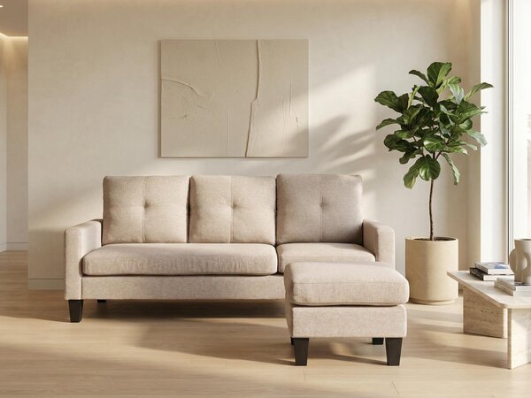 Set mobilier tapițat Houston 1825, Numărul de locuri: 3, 48 kg, Bej, Tapiterie, Picioare: Plastic