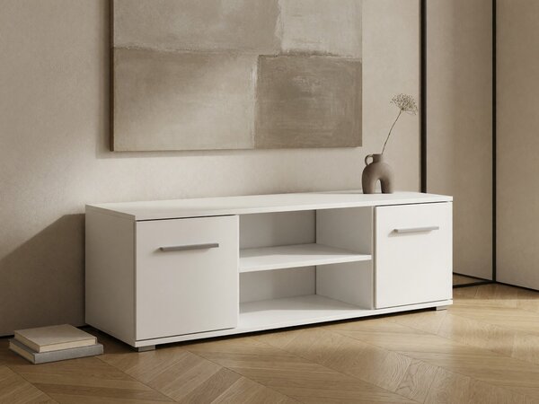 Comodă TV Cirveso 109, Alb lucios, Alb, PAL laminat, 44x137x40cm, 28.5 kg