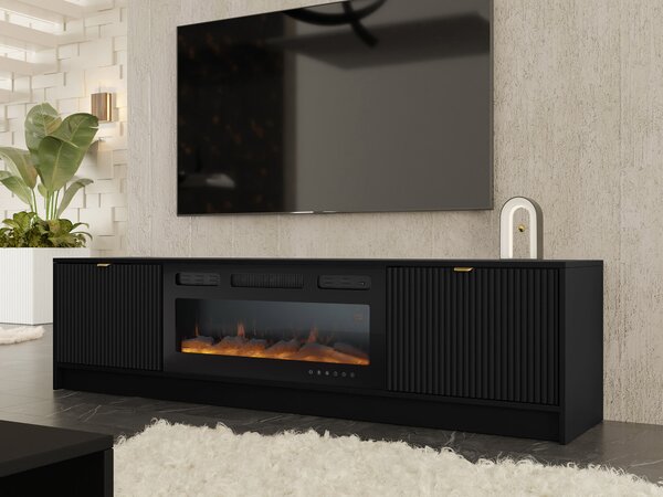 Comodă TV Comfivo Papilio II, Negru, MDF, PAL laminat, 48x182x40cm