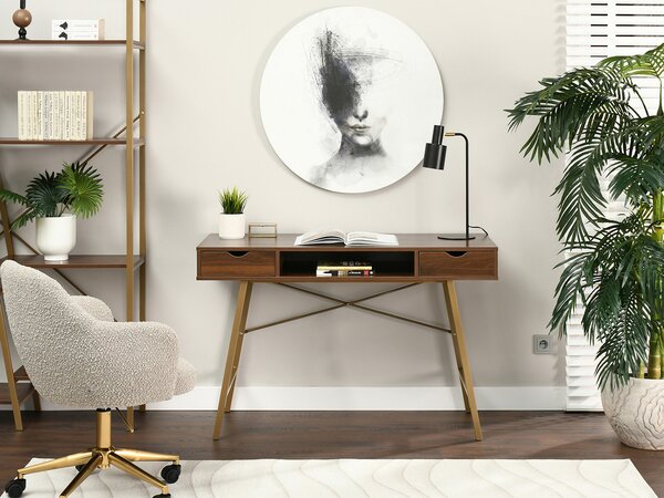 Masă PC Gavon (nuc + auriu). Promo -17%. 1109761