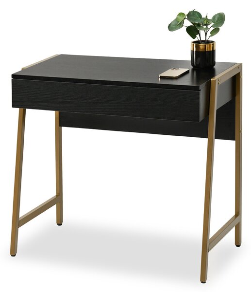 Masă PC Norway (lemn negru + auriu). Promo -18%. 1109801