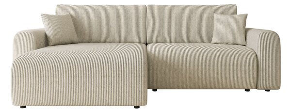 Colțar Luxum, Funcția de dormit, Spațiu de depozitare, 245x145x82cm, 100 kg, Picioare: Plastic