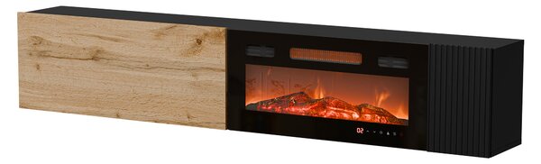 Comodă TV Species I, Negru, Stejar Wotan, PAL laminat, MDF, 38x200x30cm, 35.8 kg