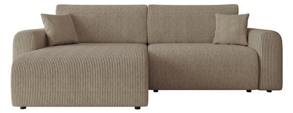 Colțar Luxum, Funcția de dormit, Spațiu de depozitare, 245x145x82cm, 100 kg, Picioare: Plastic
