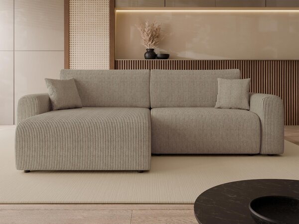 Colțar Luxum, Funcția de dormit, Spațiu de depozitare, 245x145x82cm, 100 kg, Picioare: Plastic
