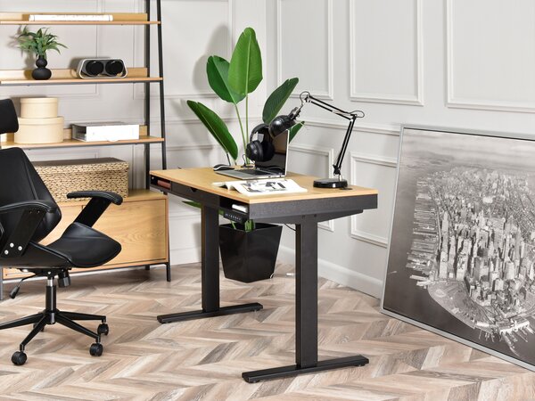Masă PC Osto 120 (stejar + negru + negru). Promo -18%. 1109815