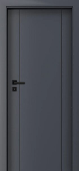 Usa de interior gri antracit finisaj CPL cu toc metalic negru mat - ORIZONT 3.6