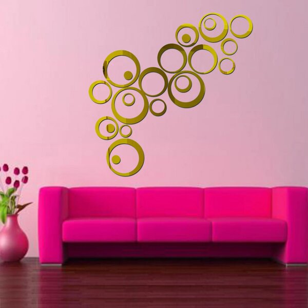 Set Oglinzi din PVC Design Modern - Oglinzi Decorative Acrilice Gold - Luxury Home 24 bucati/set