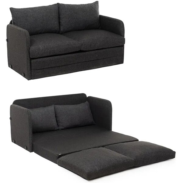 Canapea extensibila 2 locuri moderna, 200x148 cm – stofa gri – Saga