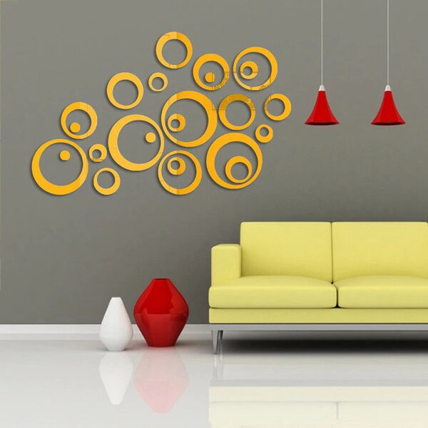 Set Oglinzi din PVC Design Modern - Oglinzi Decorative Acrilice Gold - Luxury Home 24 bucati/set