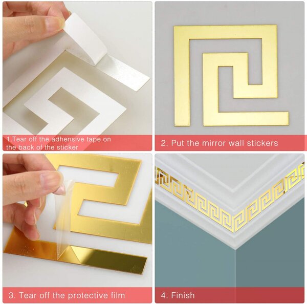 Set Oglinzi din PVC Design Versace - Oglinzi Decorative Acrilice Gold Plated - Luxury Home 10 bucati/set