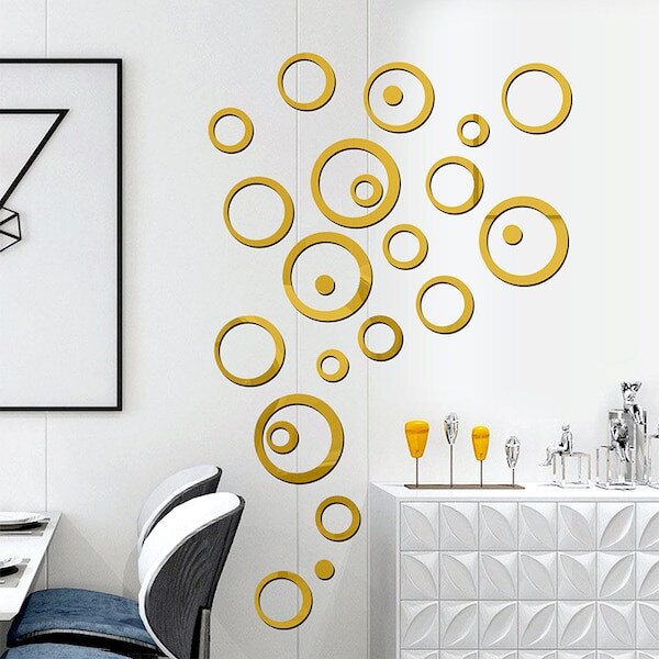 Set Oglinzi din PVC Design Modern - Oglinzi Decorative Acrilice Gold - Luxury Home 24 bucati/set