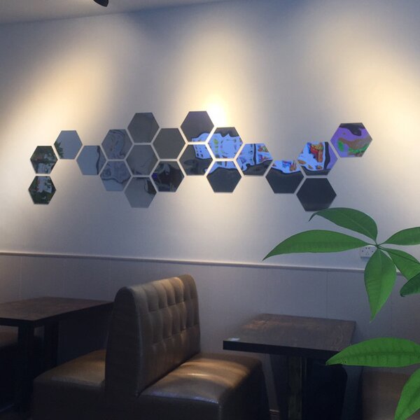 Oglinda Decorative Acrilica Design Hexagon Silver M Size 1 bucata