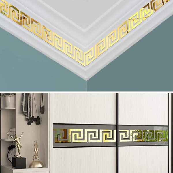 Set Oglinzi din PVC Design Versace - Oglinzi Decorative Acrilice Gold Plated - Luxury Home 10 bucati/set