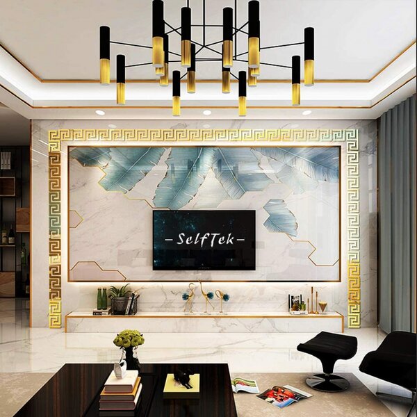 Set Oglinzi din PVC Design Versace - Oglinzi Decorative Acrilice Gold Plated - Luxury Home 10 bucati/set