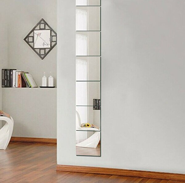 Set Stickere Design Patrat Silver - Oglinzi Decorative Luxury Home 16 bucati/set
