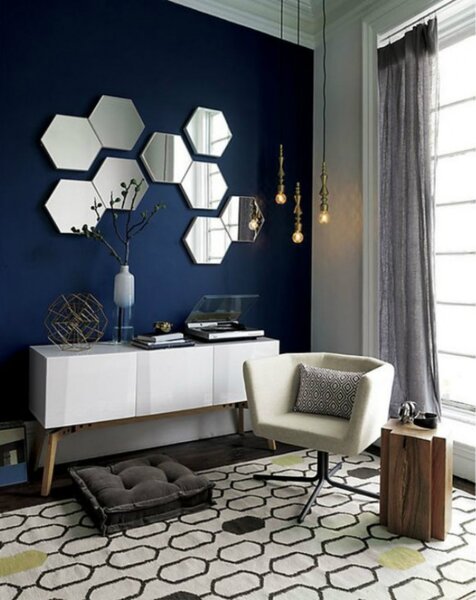 Set Oglinzi Acrilice Design Hexagon - Oglinzi Decorative XL Size Silver Luxury Home 12 bucati/set