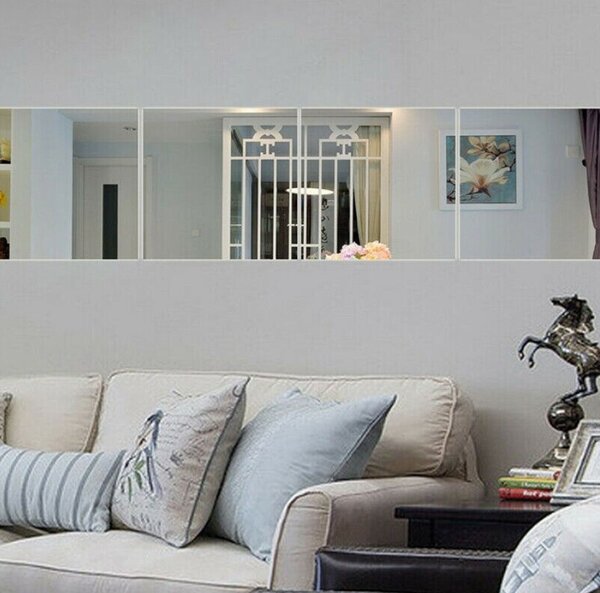Set Stickere Design Patrat Silver - Oglinzi Decorative Luxury Home 16 bucati/set