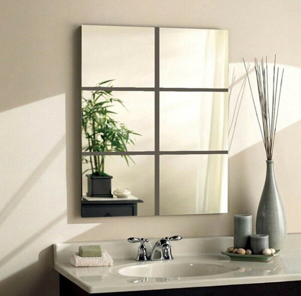 Set Stickere Design Patrat Silver - Oglinzi Decorative Luxury Home 16 bucati/set