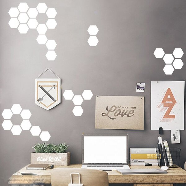 Oglinda Decorative Acrilica Design Hexagon Silver M Size 1 bucata
