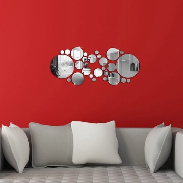 Set Oglinzi Design 3D SILVER ROUND - Oglinzi Decorative Acrilice Luxury Home 30 buc/set
