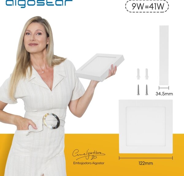Aigostar - Plafonieră LED aplicată LED/9W/230V 4000K 12,2x12,2 cm albă