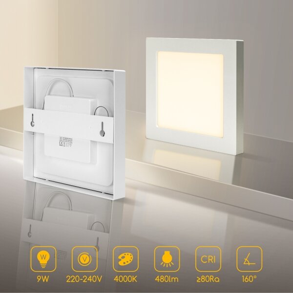 Aigostar - Plafonieră LED aplicată LED/9W/230V 4000K 12,2x12,2 cm albă