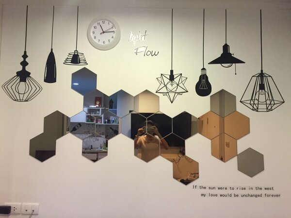 Set Oglinzi Design Hexagon - Oglinzi Decorative Acrilice Silver 29 buc