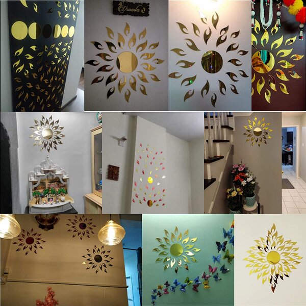Set Oglinzi Design 3D GOLD SUN MyStyle® - Oglinzi Decorative Acrilice Luxury Home 27 buc/set