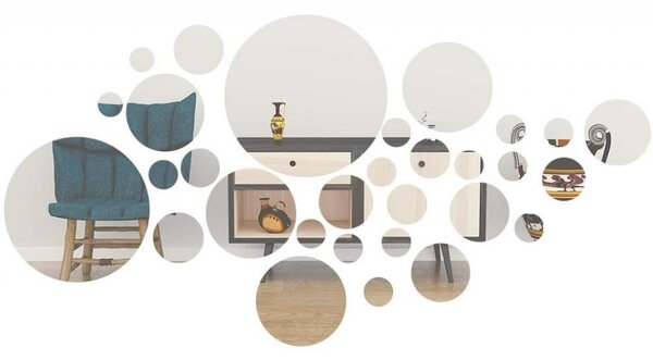 Set Oglinzi Design 3D SILVER ROUND - Oglinzi Decorative Acrilice Luxury Home 30 buc/set