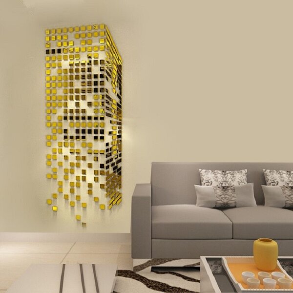Set Oglinzi Design Patrat - Oglinzi Decorative Acrilice 2/2 Gold 100 buc