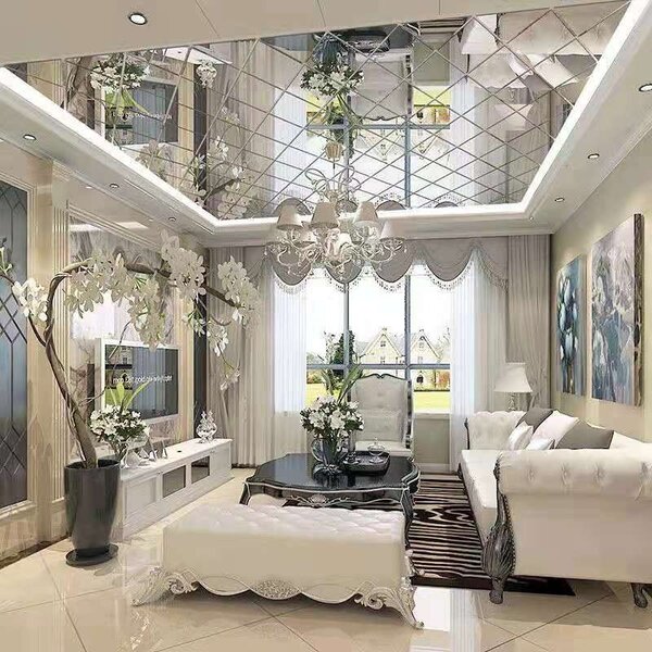 Set 32 Oglinzi Acrilice din PVC - Diamant Romb Sticker Auto-adeziv Decorativ pentru Baie Living si Bucatarie 50 x 100 cm