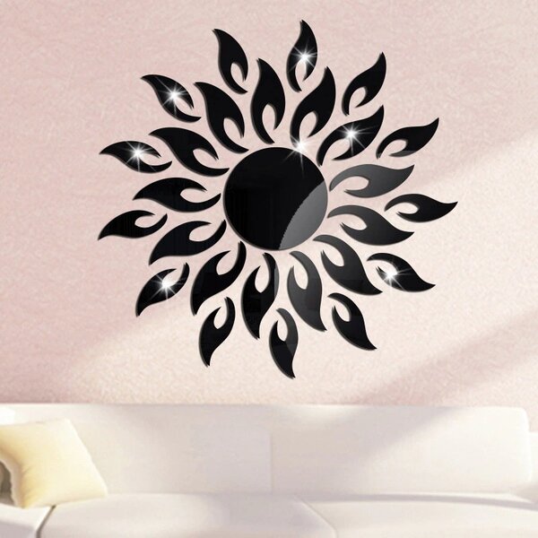 Set Oglinzi Design 3D BLACK SUN - Oglinzi Decorative Acrilice Luxury Home 27 buc/set