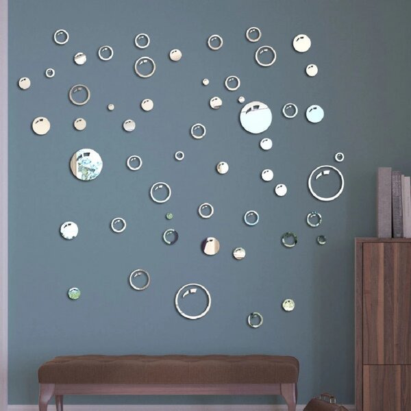 Oglinzi acrilice decorative autoadezive 3D Wall Bubbles 58 buc/set