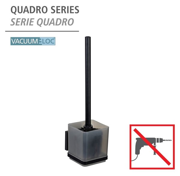 Perie de WC neagră autoadezivă din plastic Quadro – Wenko