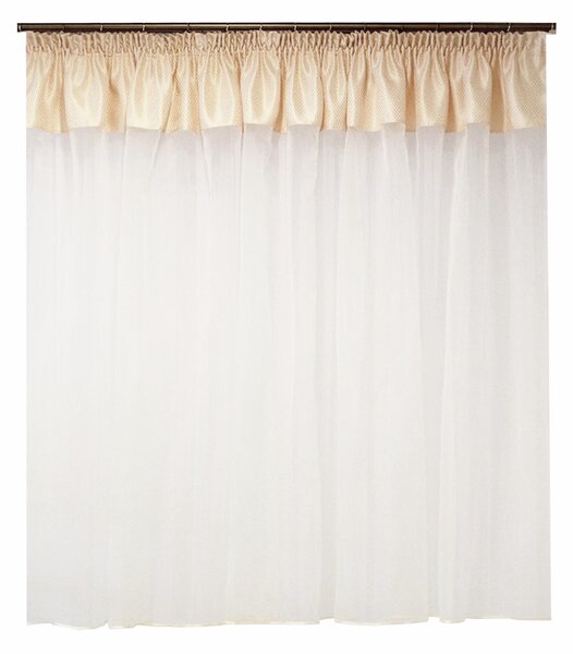 Perdea Velaria organza ivoire cu tafta romburi, 350x170 cm