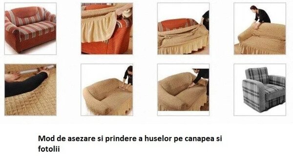 Husa elastica pentru coltar, cu volanas, model Jacquard Gri
