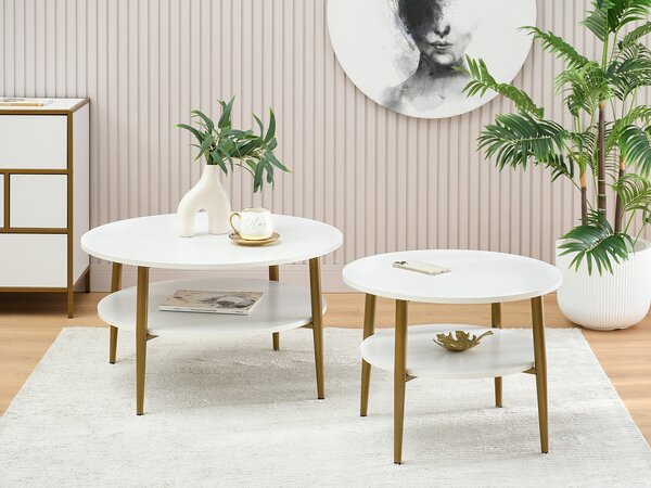 Măsuță de cafea Randolf S (lemn alb + auriu). Promo -14%. 1111689
