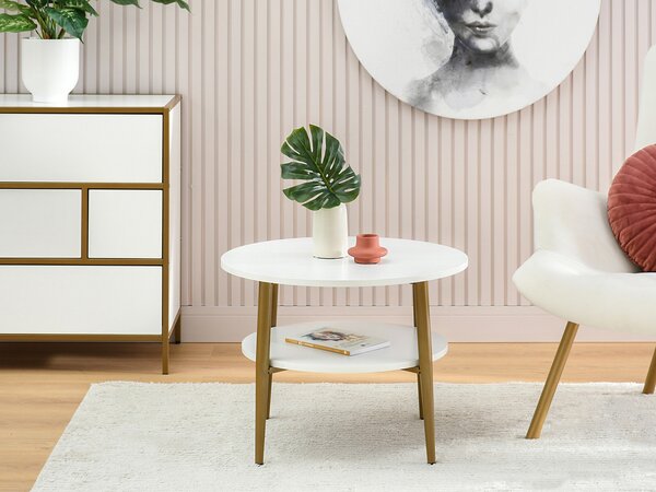 Măsuță de cafea Randolf S (lemn alb + auriu). Promo -14%. 1111689