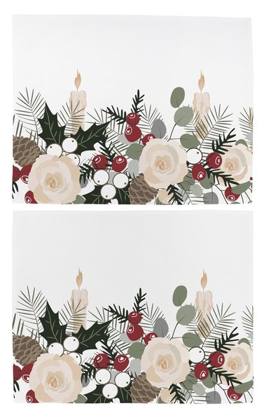 Set 2 șervețele de Crăciun din bumbac Butter Kings Fir Branches, 45 x 35 cm
