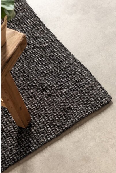 Covor tip traversă negru din iută 80x200 cm Bouclé – Hanse Home